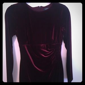 Ralph Lauren burgundy velvet evening dress